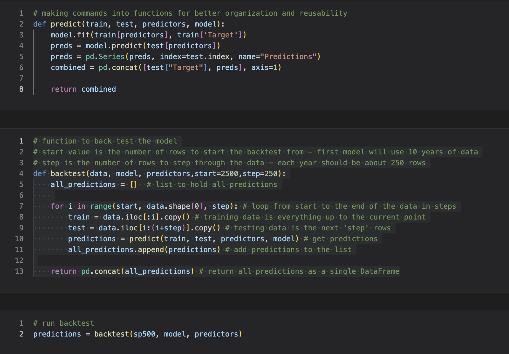 Backtest code