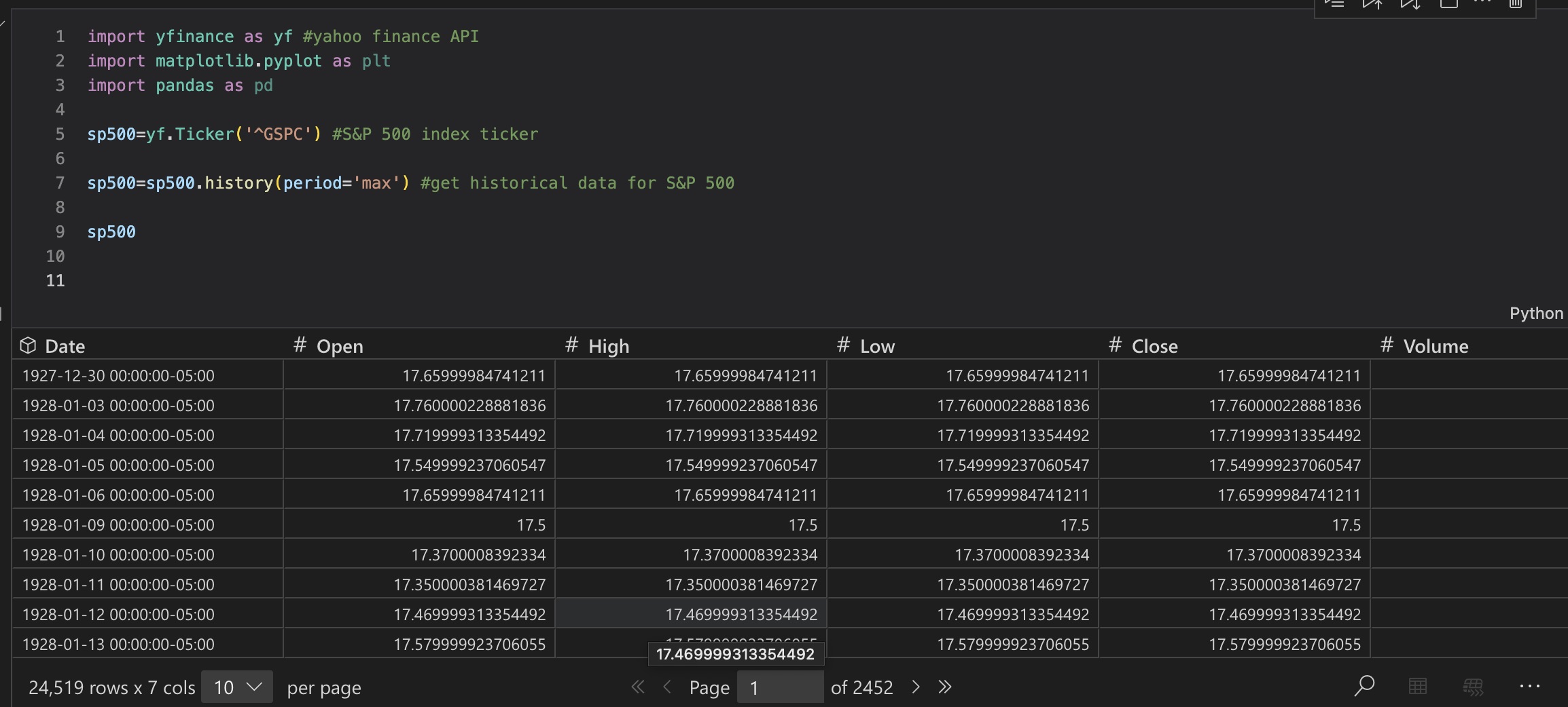 Import code