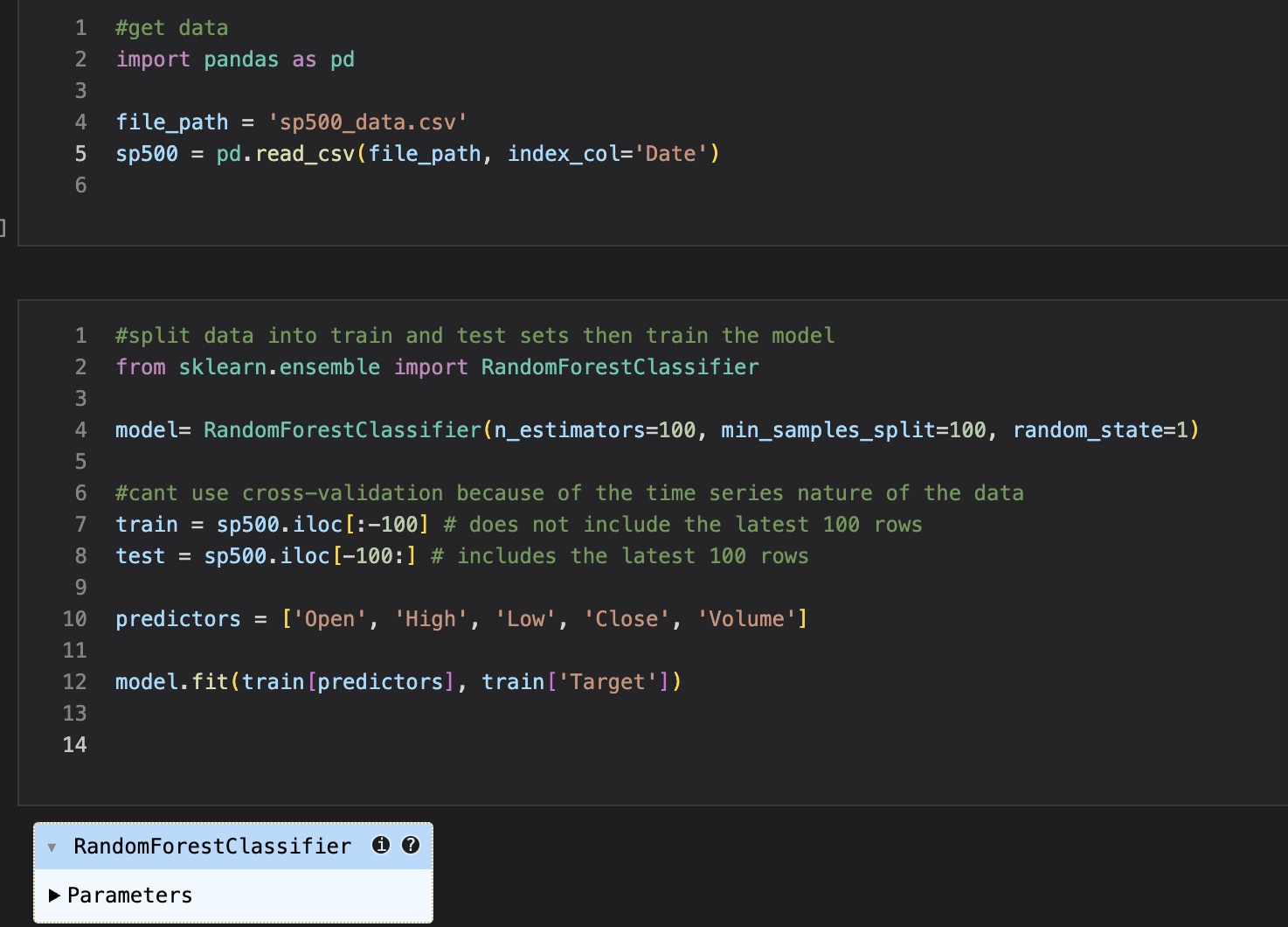 Train data code